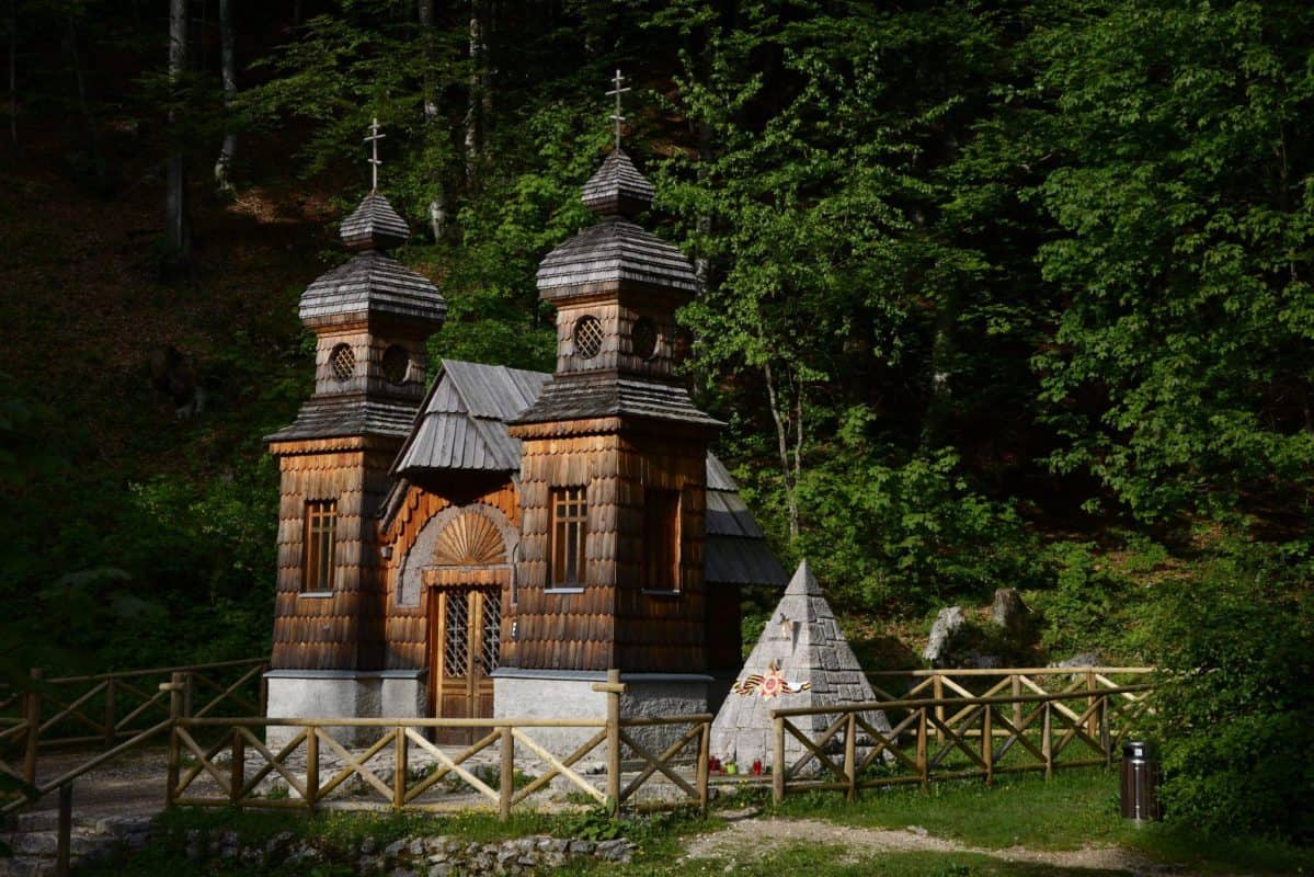 Russian chapel on Vršič pass near Kranjska Gora and near to Erjavčeva's mountain hut