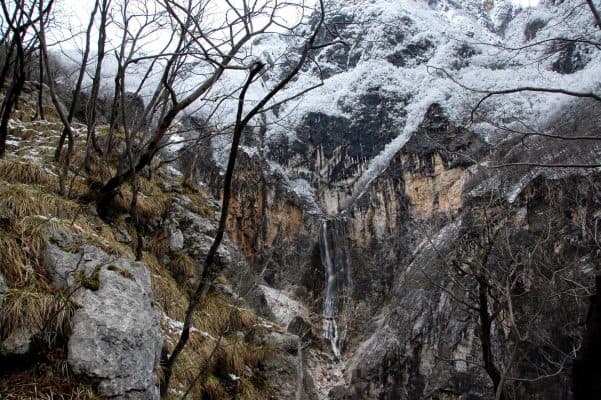 Boka waterfall in winter