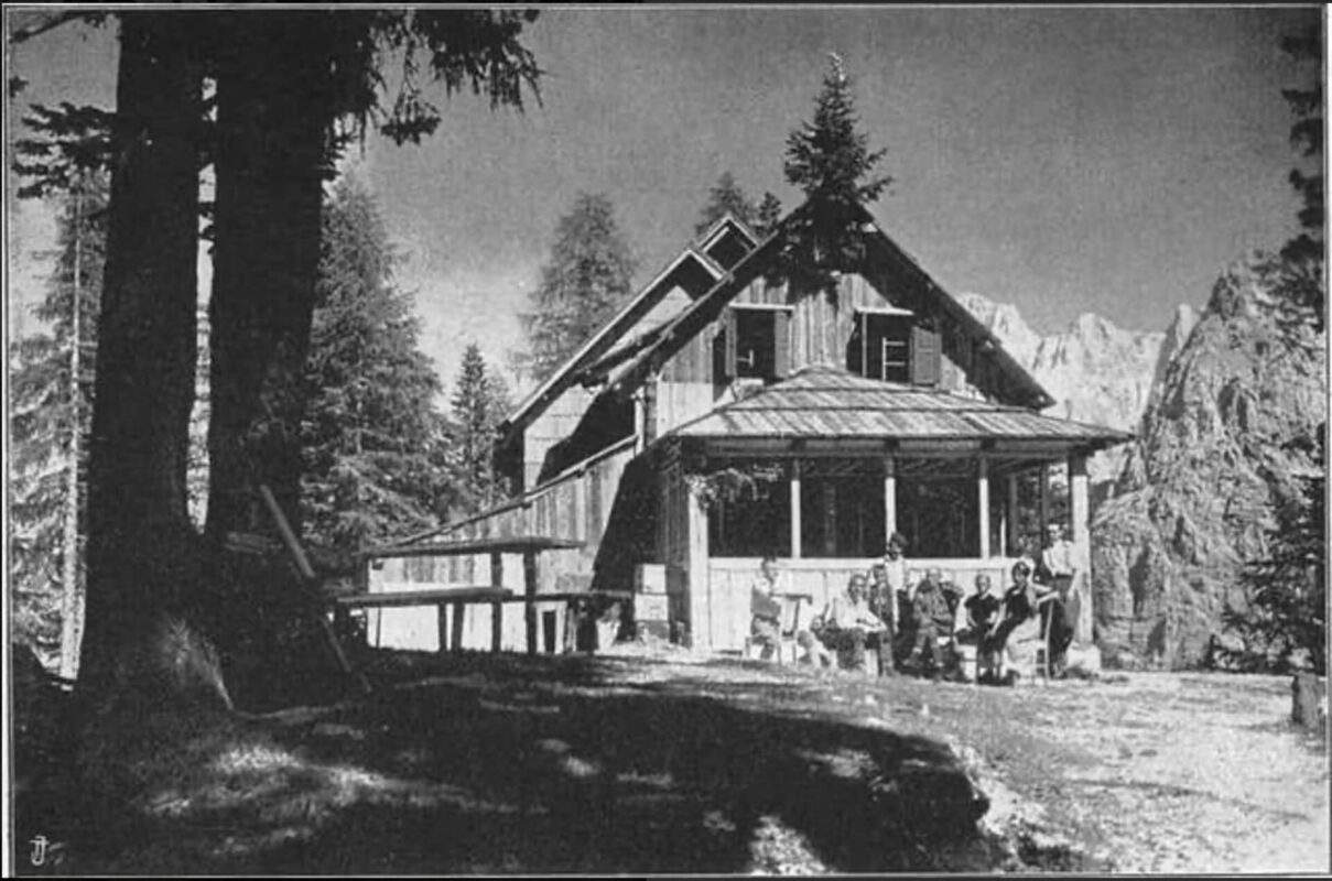 Postkarte der Erjavec-Hütte (1923)